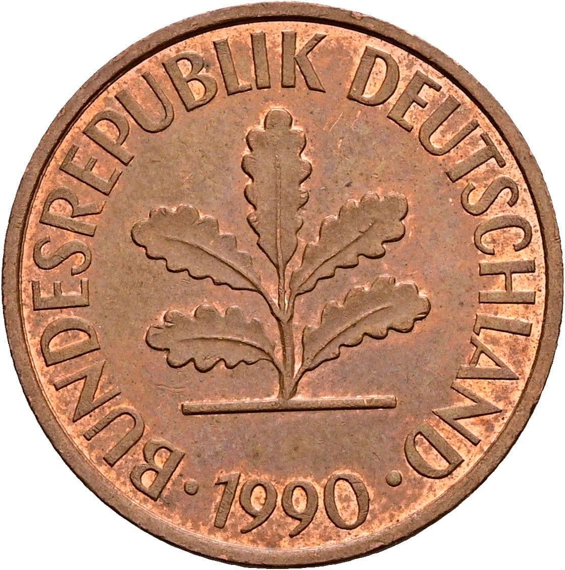2 Pfennig 1990 D – Rückseite