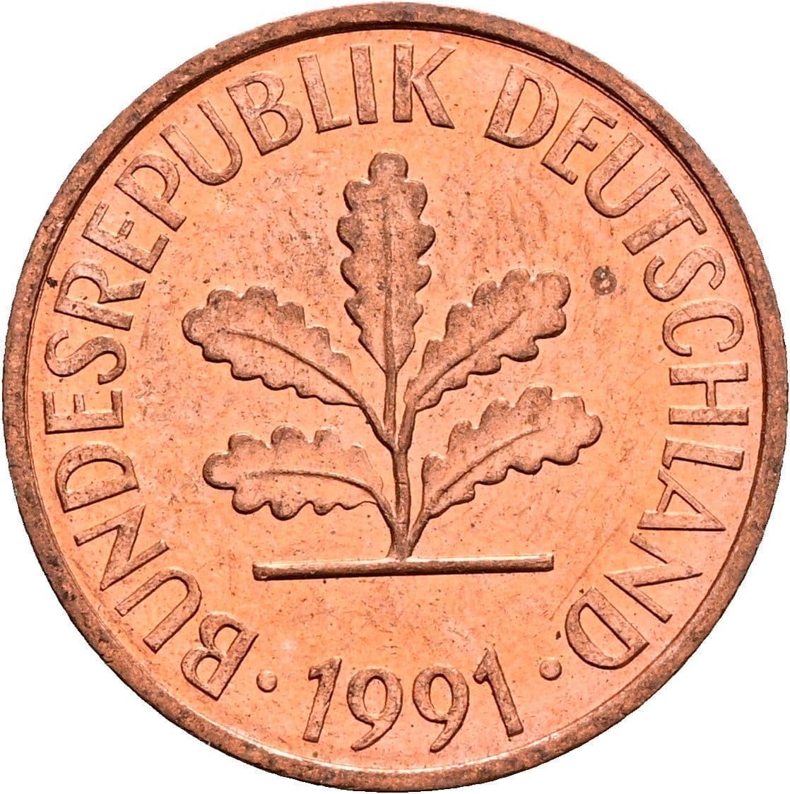 2 Pfennig 1991 D – Rückseite