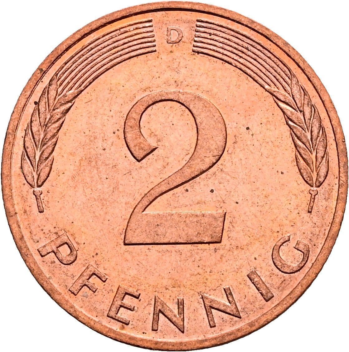 2 Pfennig 1992 D – Vorderseite