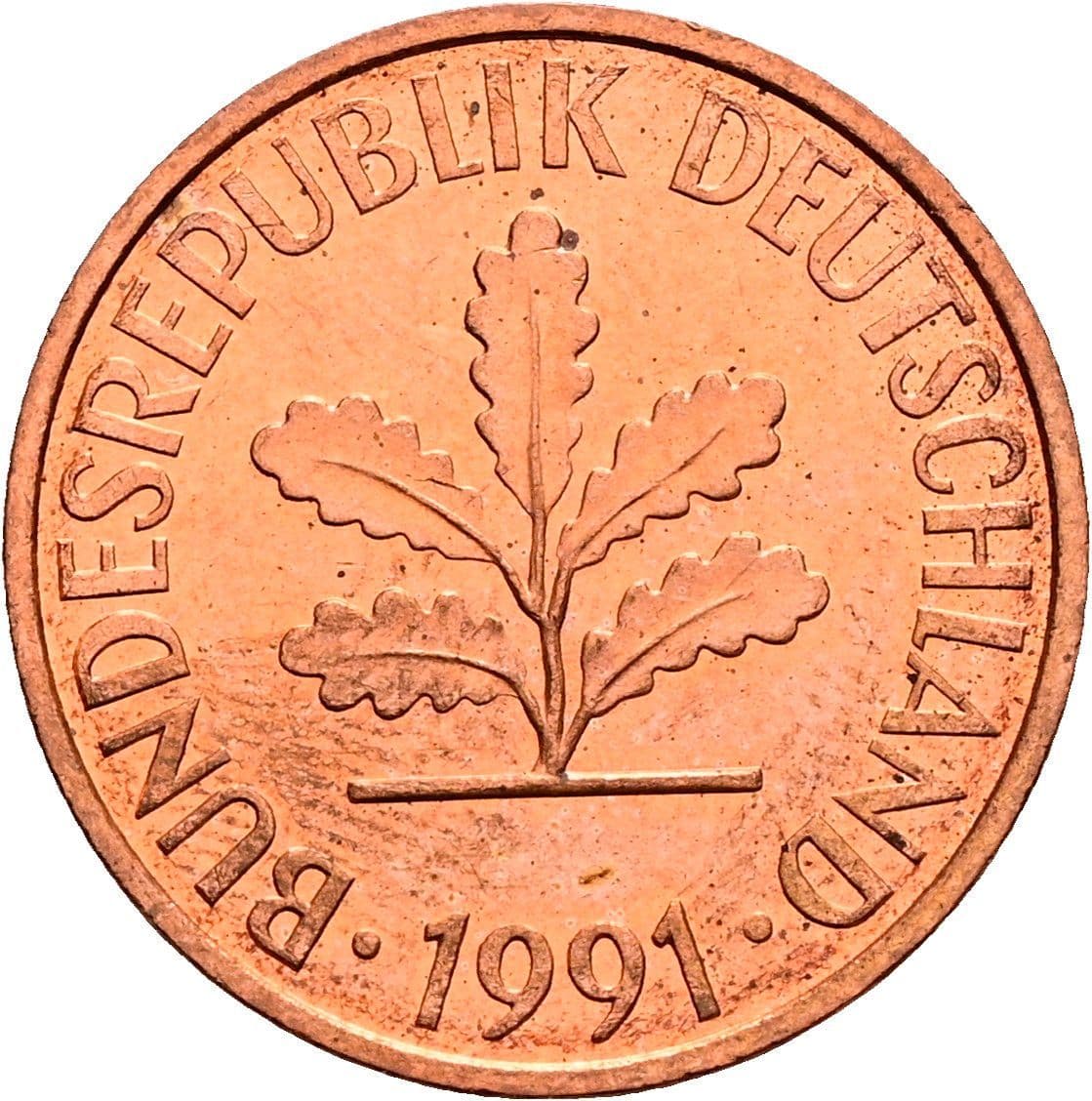 2 Pfennig 1991 D – Rückseite