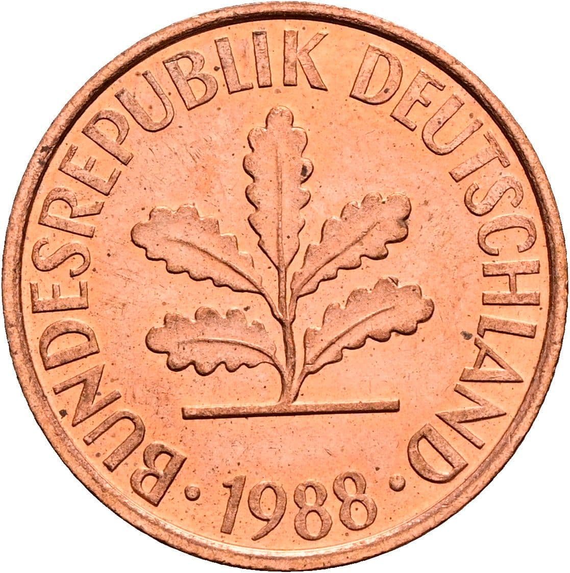 2 Pfennig 1988 D – Rückseite