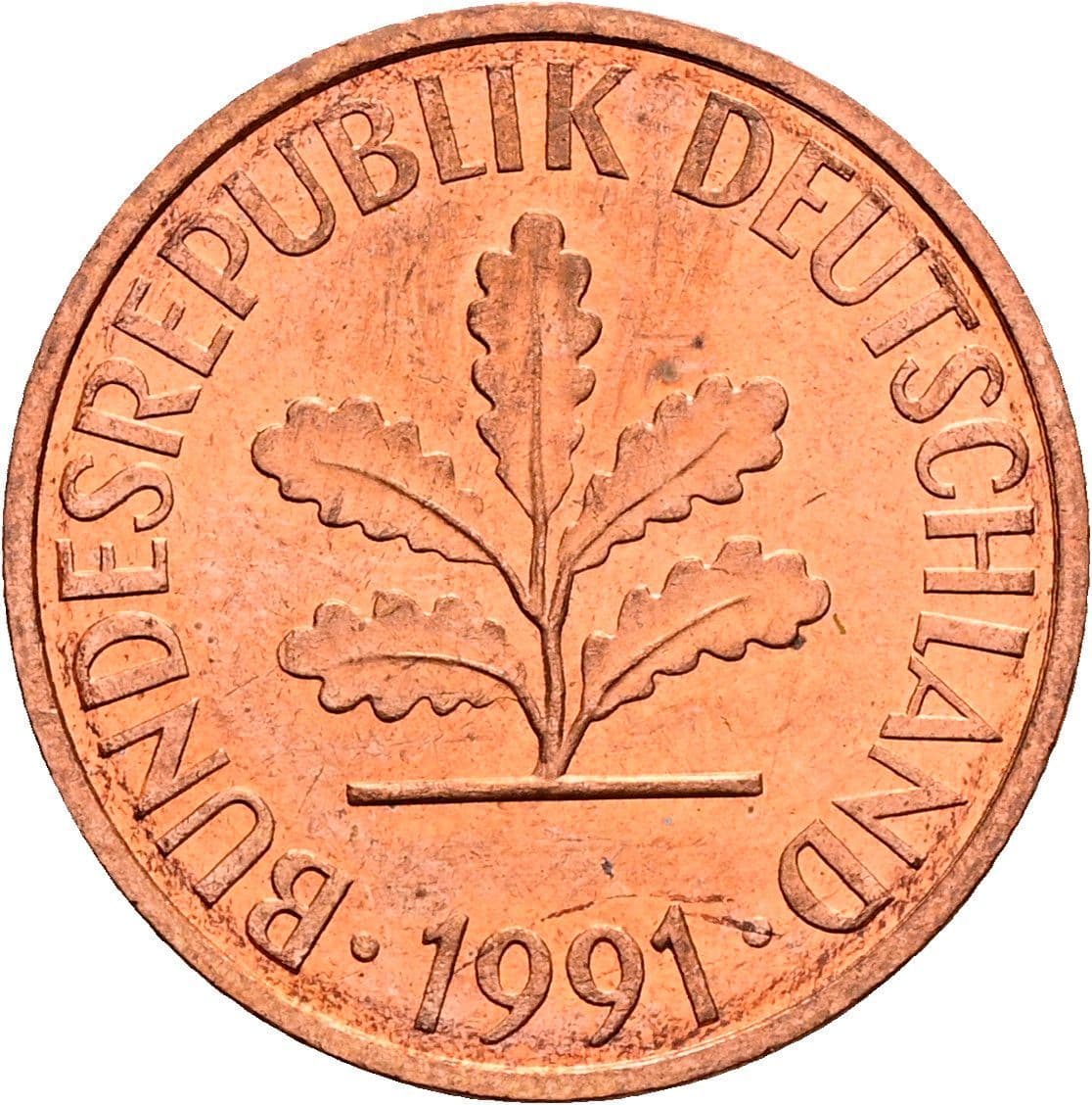 2 Pfennig 1991 D – Rückseite