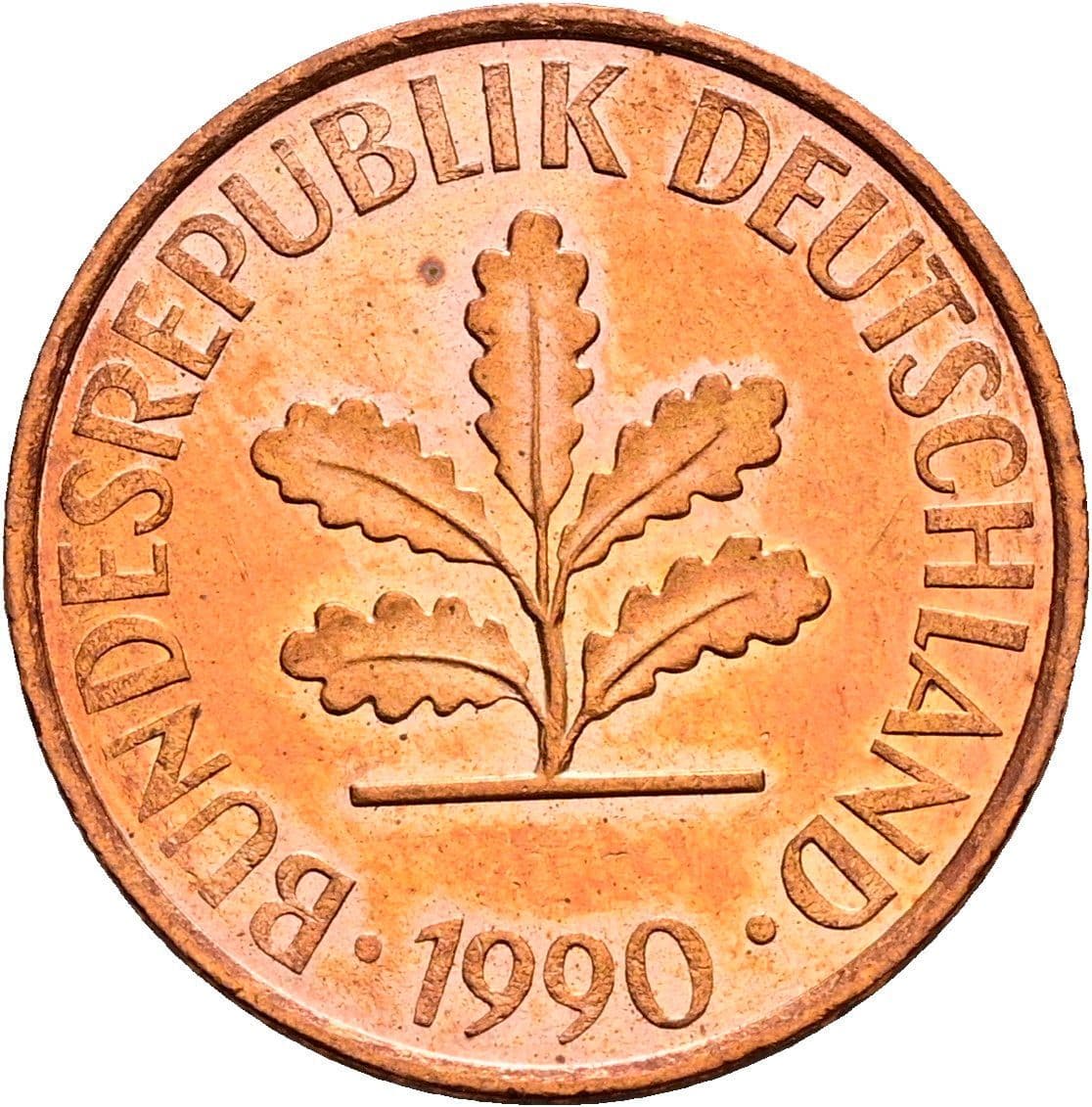 2 Pfennig 1990 D – Rückseite