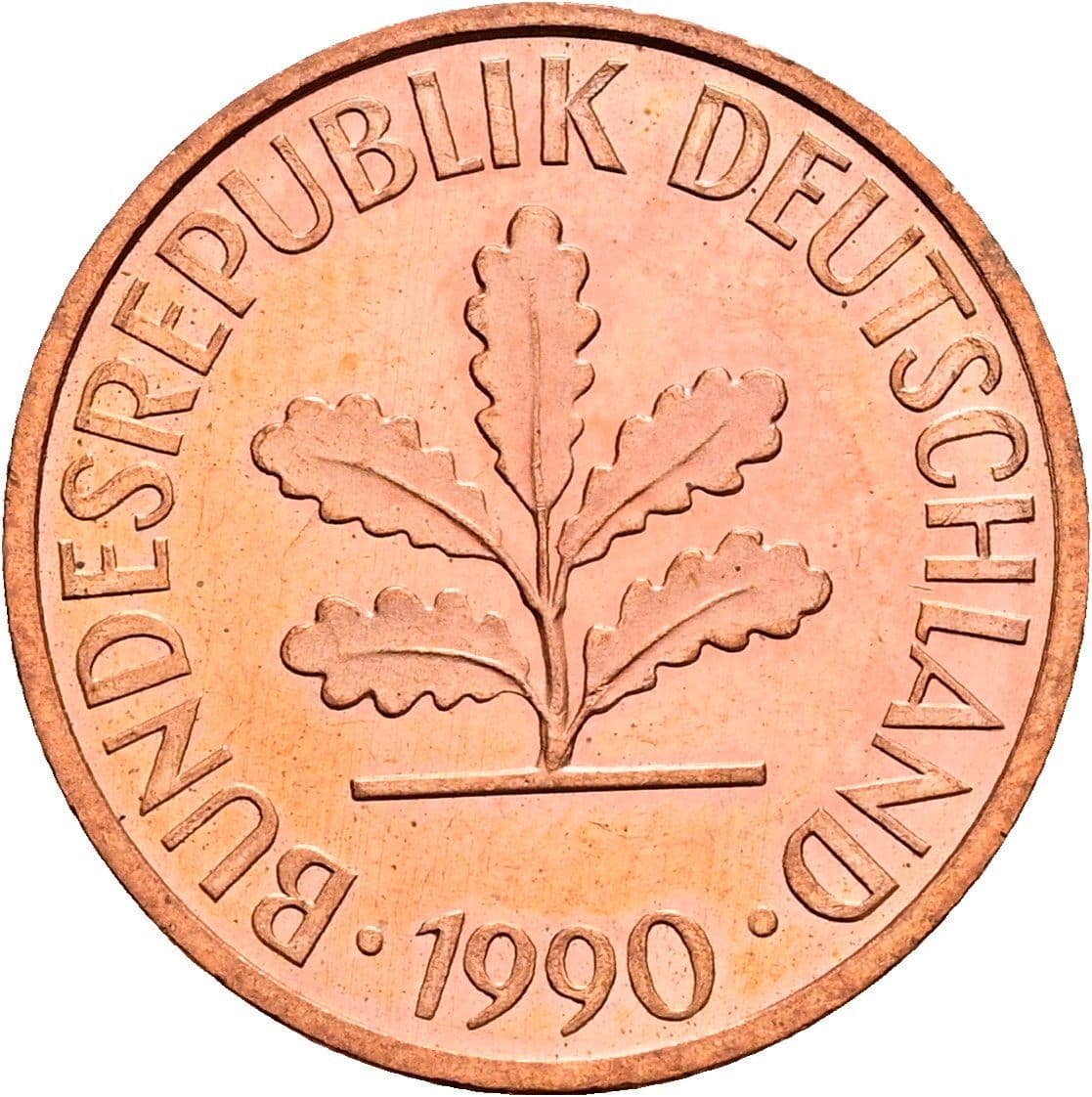 2 Pfennig 1990 D – Rückseite