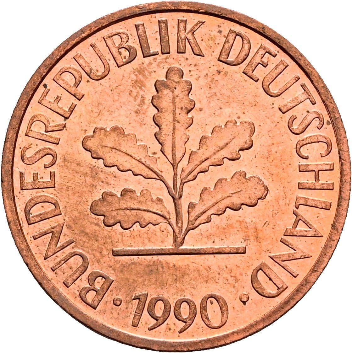2 Pfennig 1990 D – Rückseite