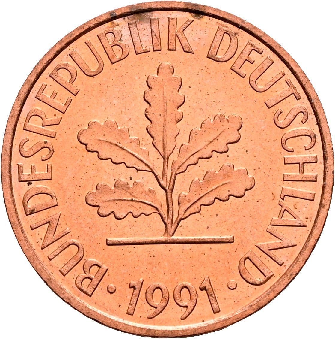 2 Pfennig 1991 D – Rückseite
