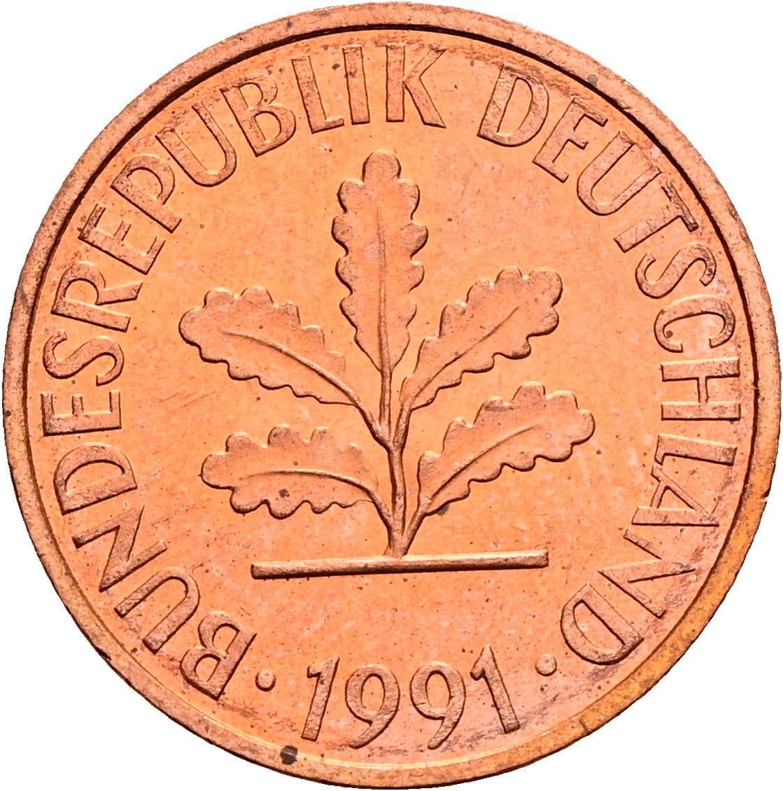 2 Pfennig 1991 D – Rückseite