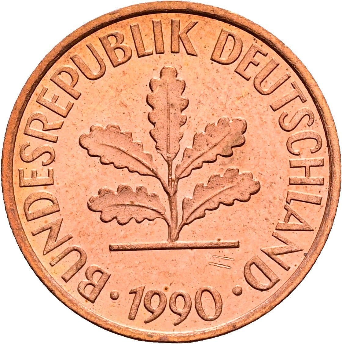 2 Pfennig 1990 J – Rückseite