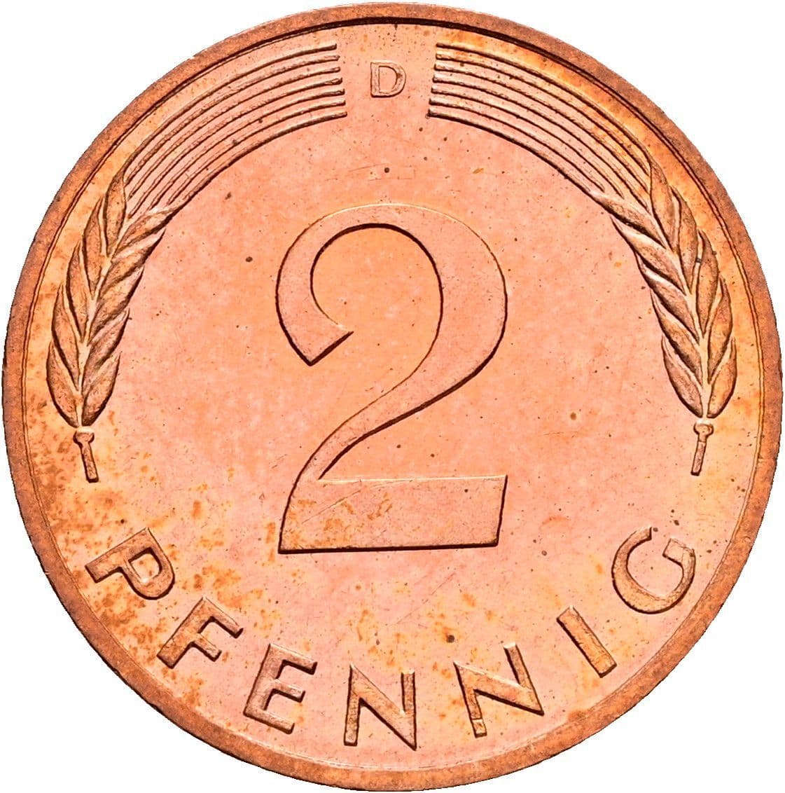 2 Pfennig 1990 D – Vorderseite