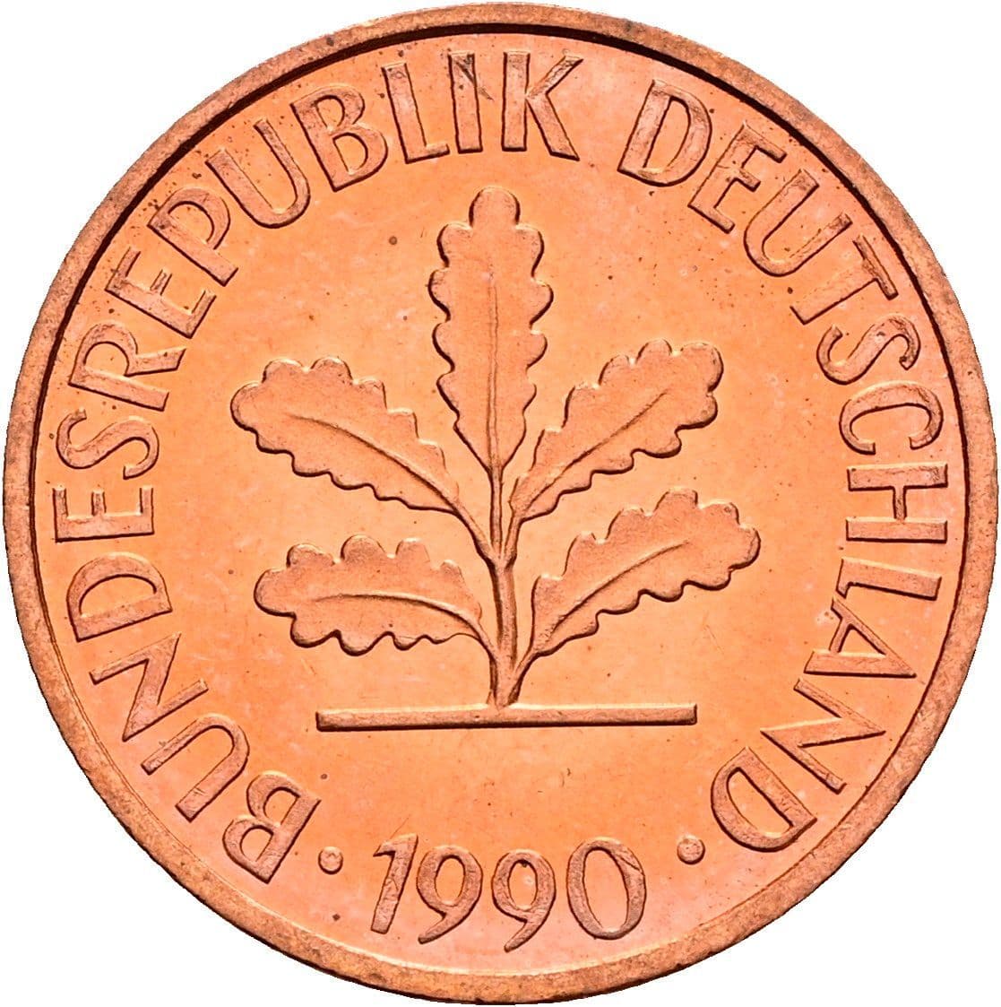 2 Pfennig 1990 D – Rückseite