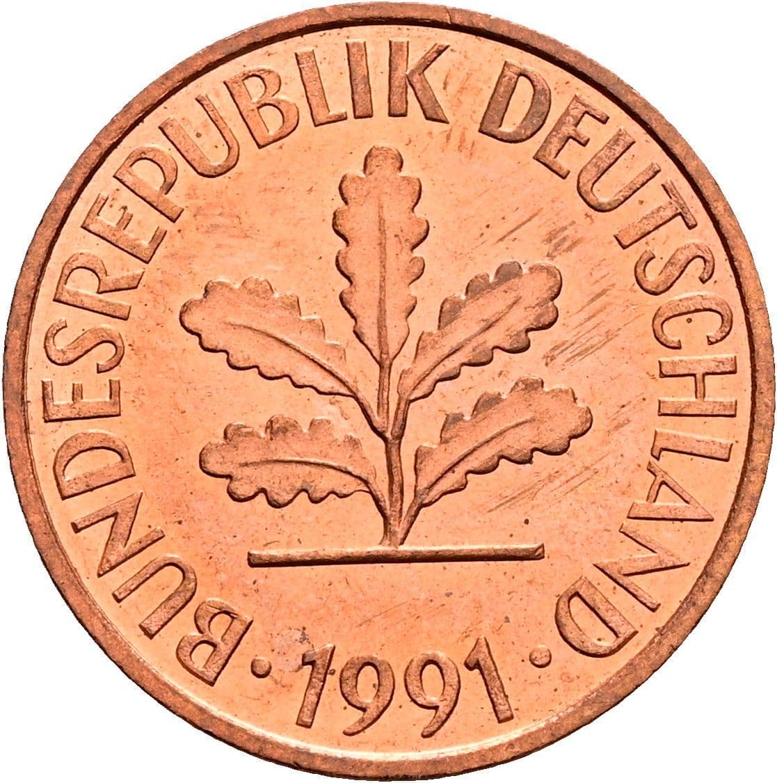 2 Pfennig 1991 D – Rückseite