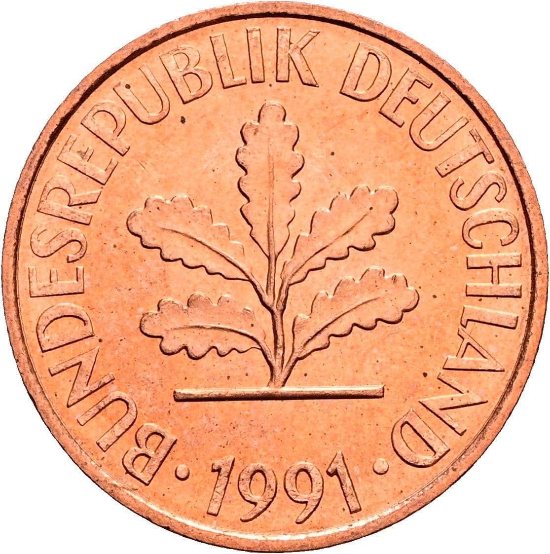 2 Pfennig 1991 D – Rückseite