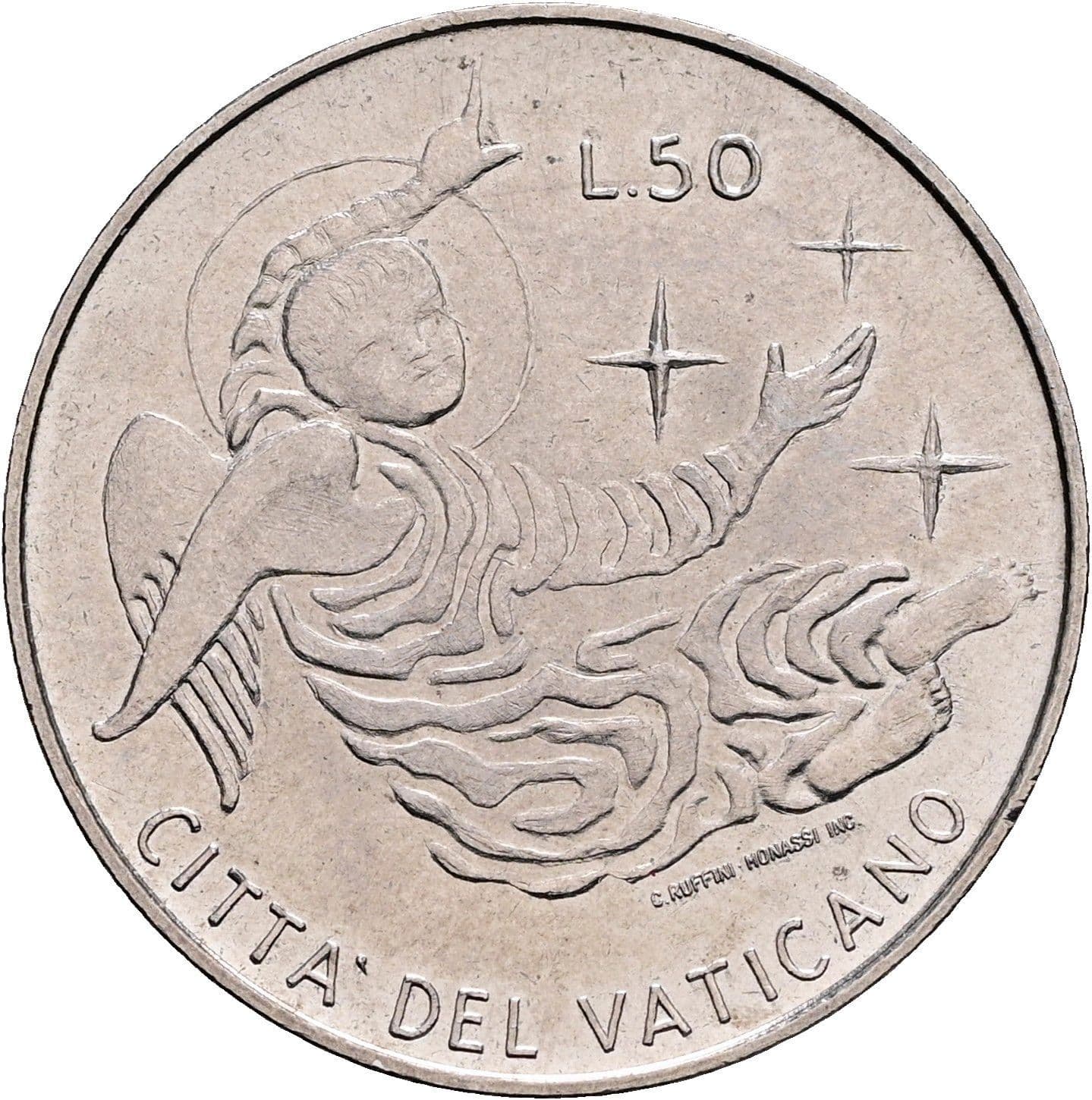50 Lire Papst Paul VI. 1963-1978 7/1969 – Rückseite