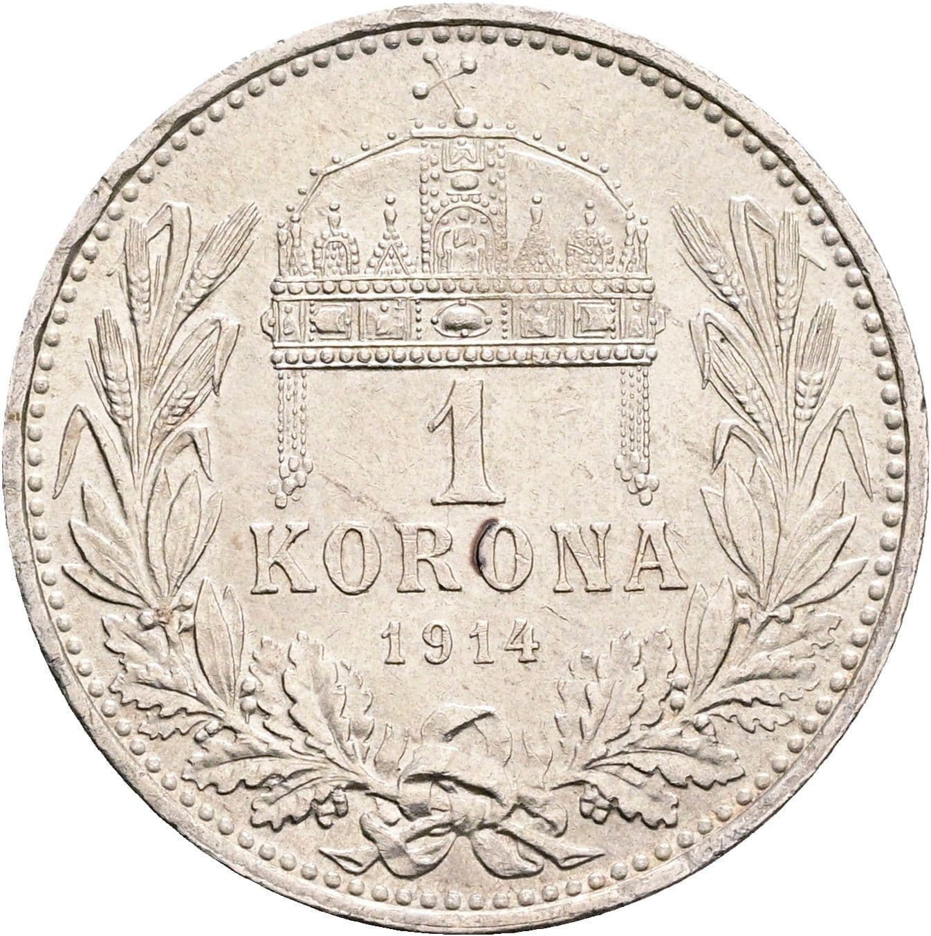 1 Korona Franz Joseph I. 1848-1916 Kremnitz 1914 KB – Rückseite