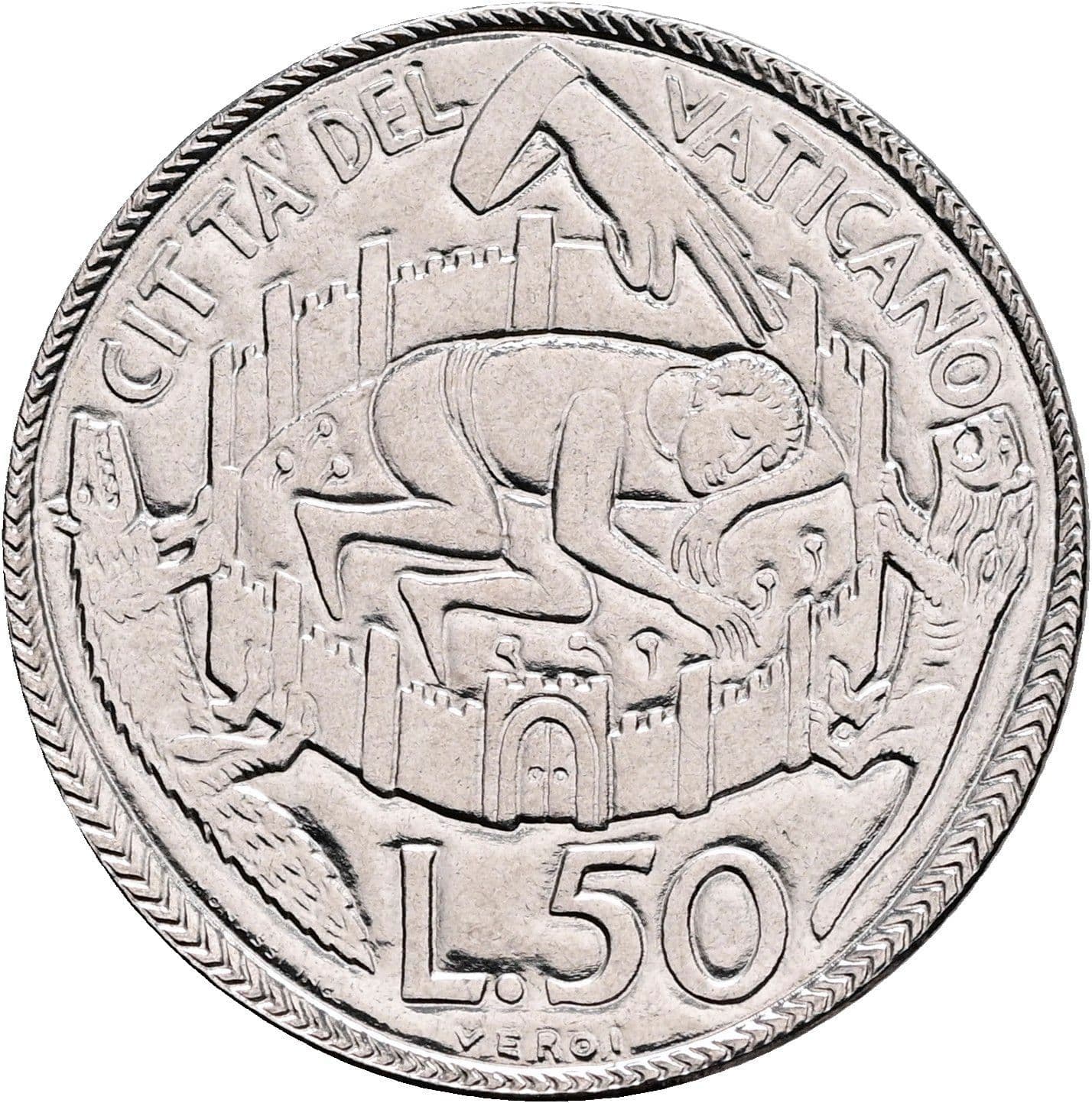 50 Lire Papst Paul VI. 1963-1978 1975 – Vorderseite