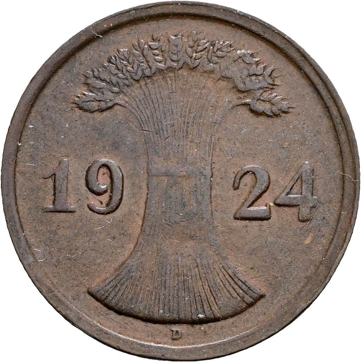 2 Reichspfennig 1924 D – Rückseite