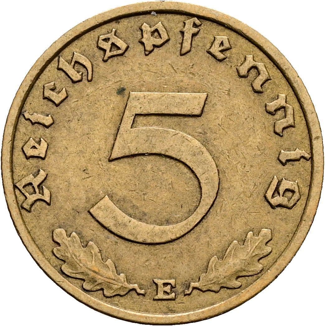 5 Reichspfennig 1938 E – Vorderseite