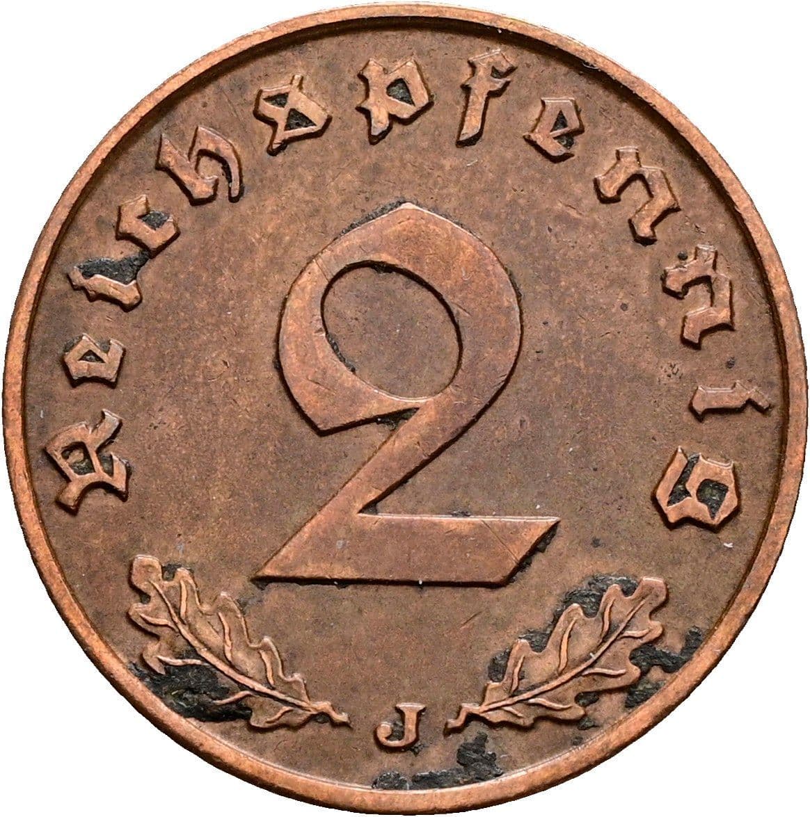 2 Reichspfennig 1938 J – Vorderseite