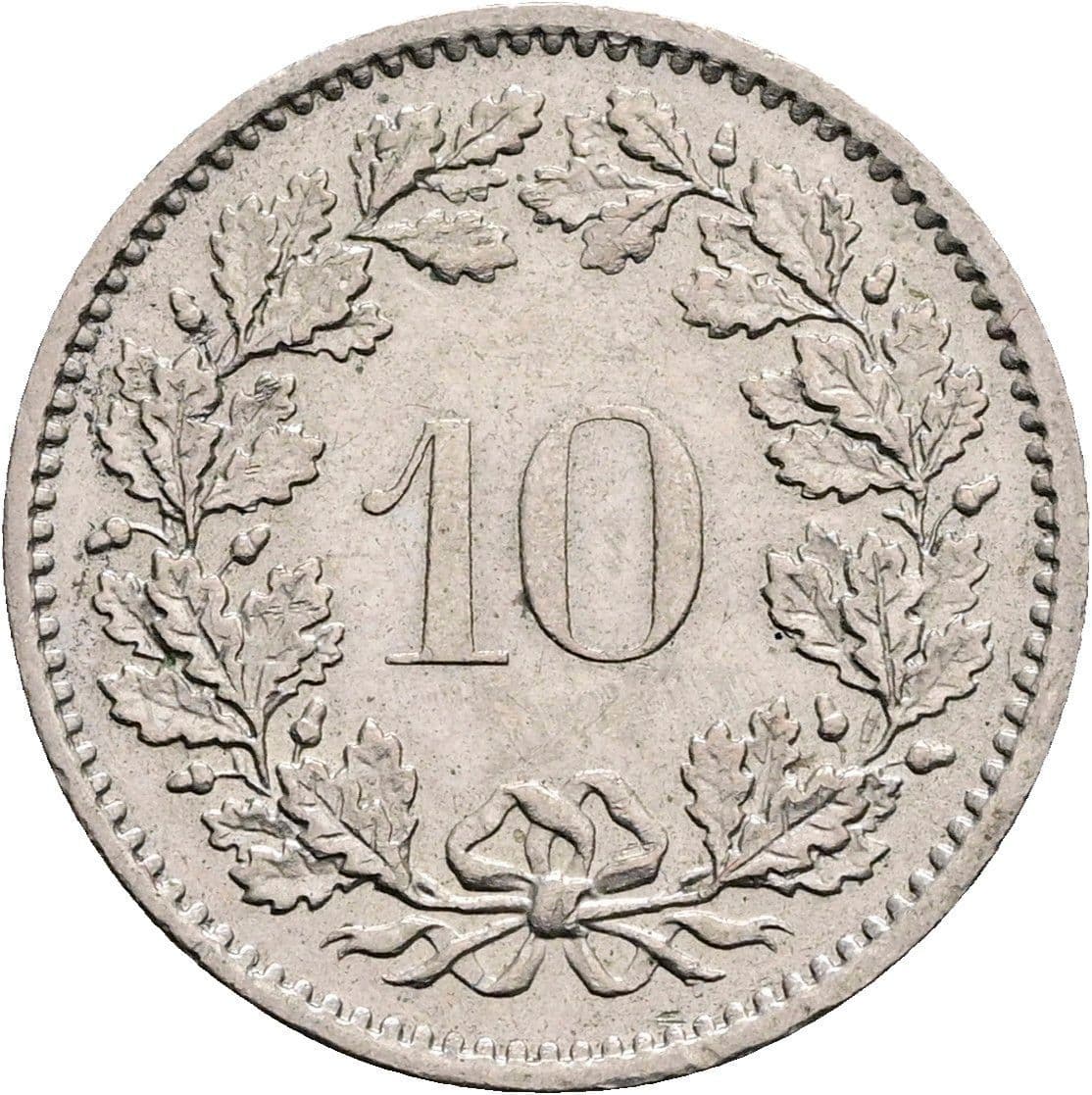 10 Rappen 1975 – Rückseite