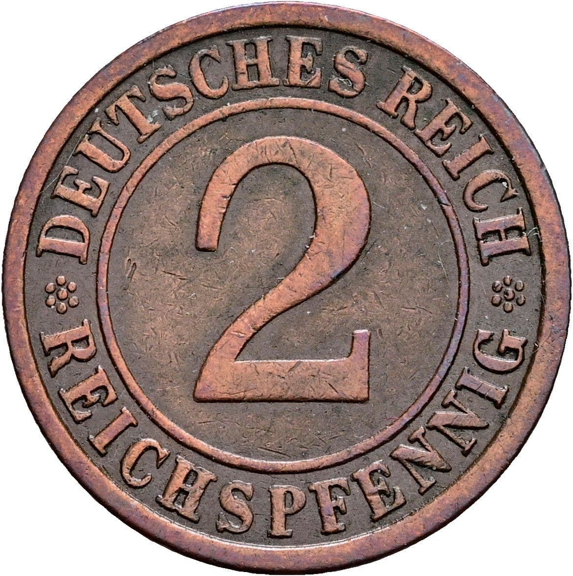 2 Reichspfennig 1924 A – Vorderseite