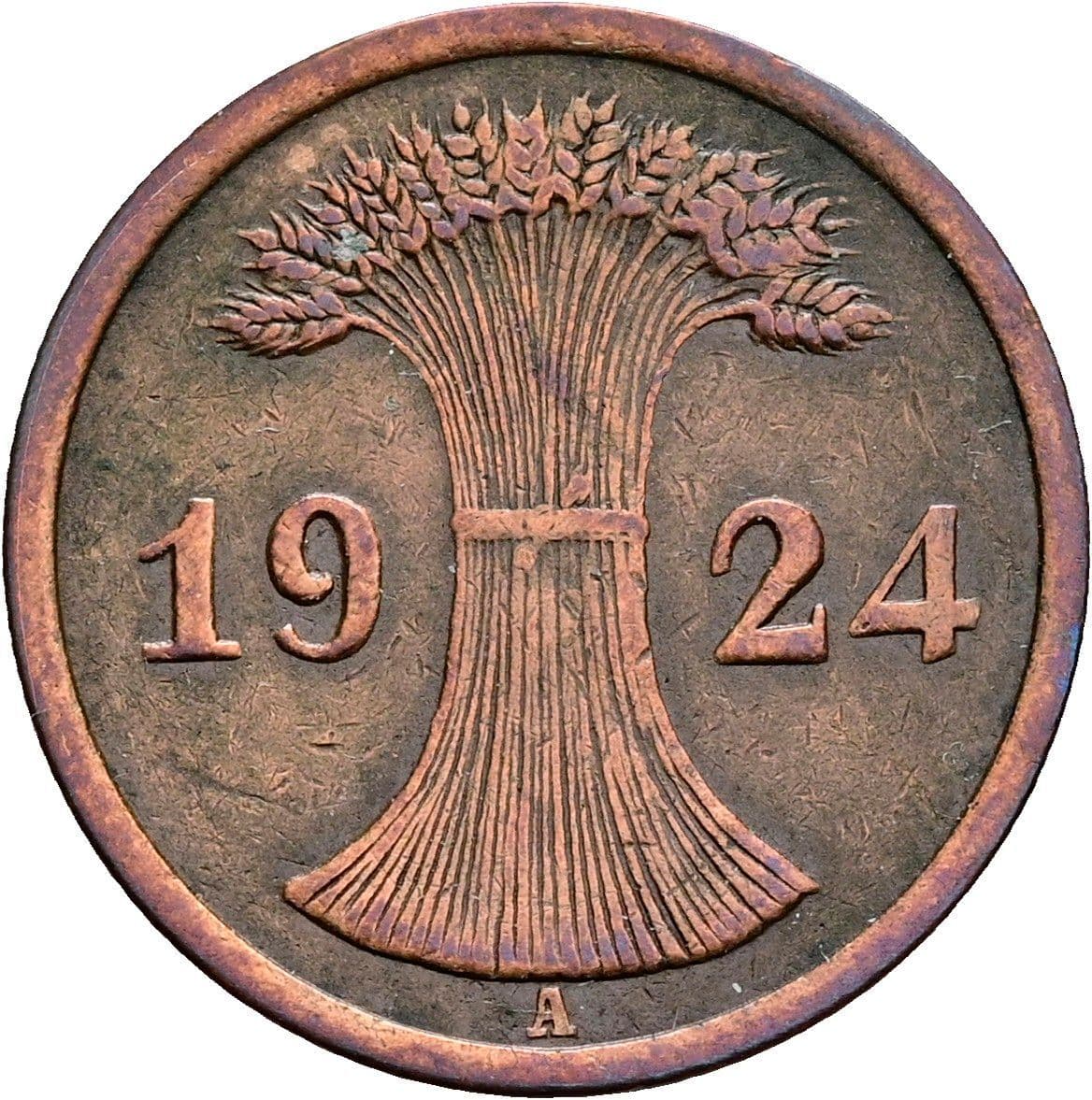 2 Reichspfennig 1924 A – Rückseite