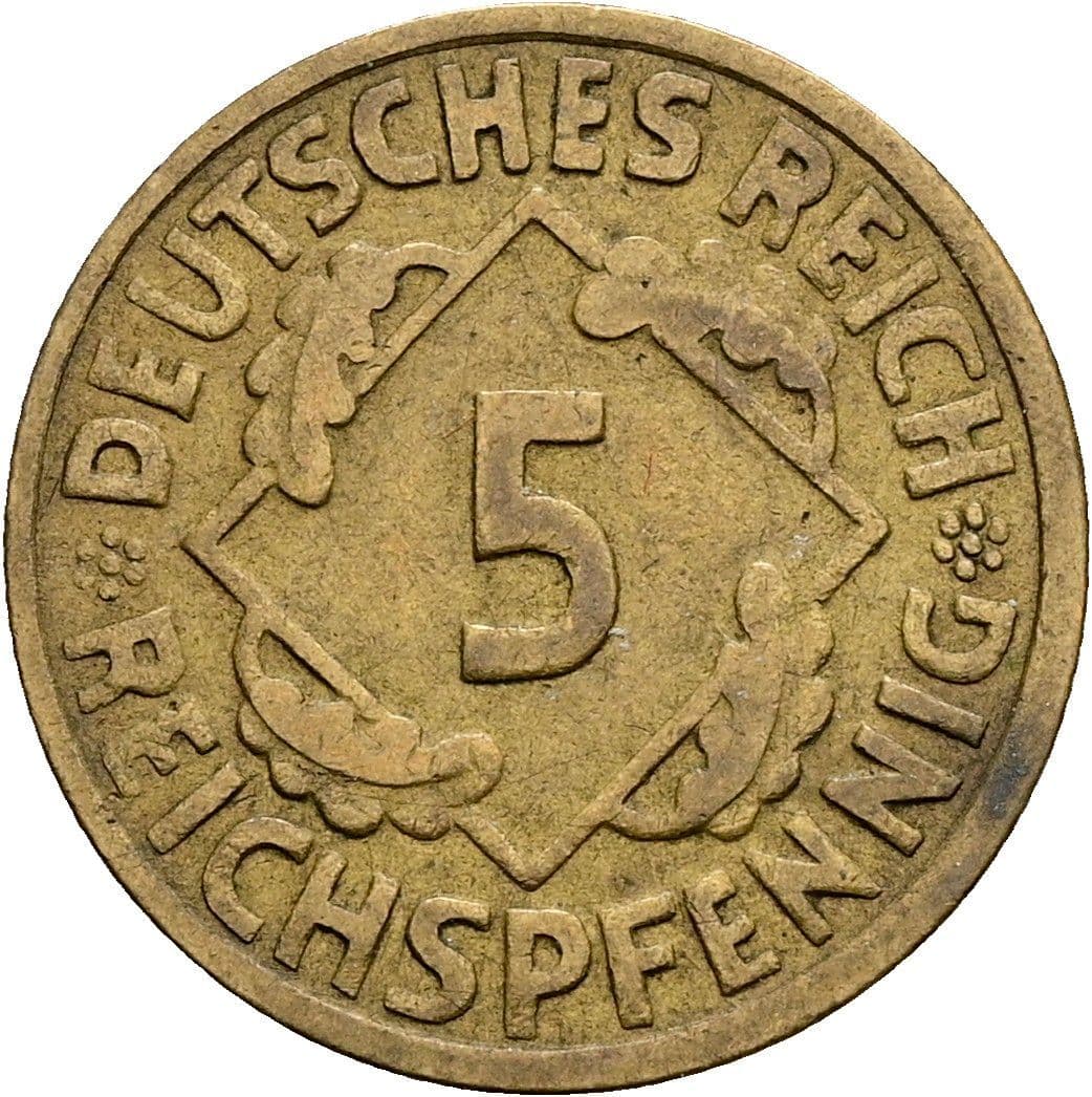 5 Reichspfennig 1925 G – Vorderseite