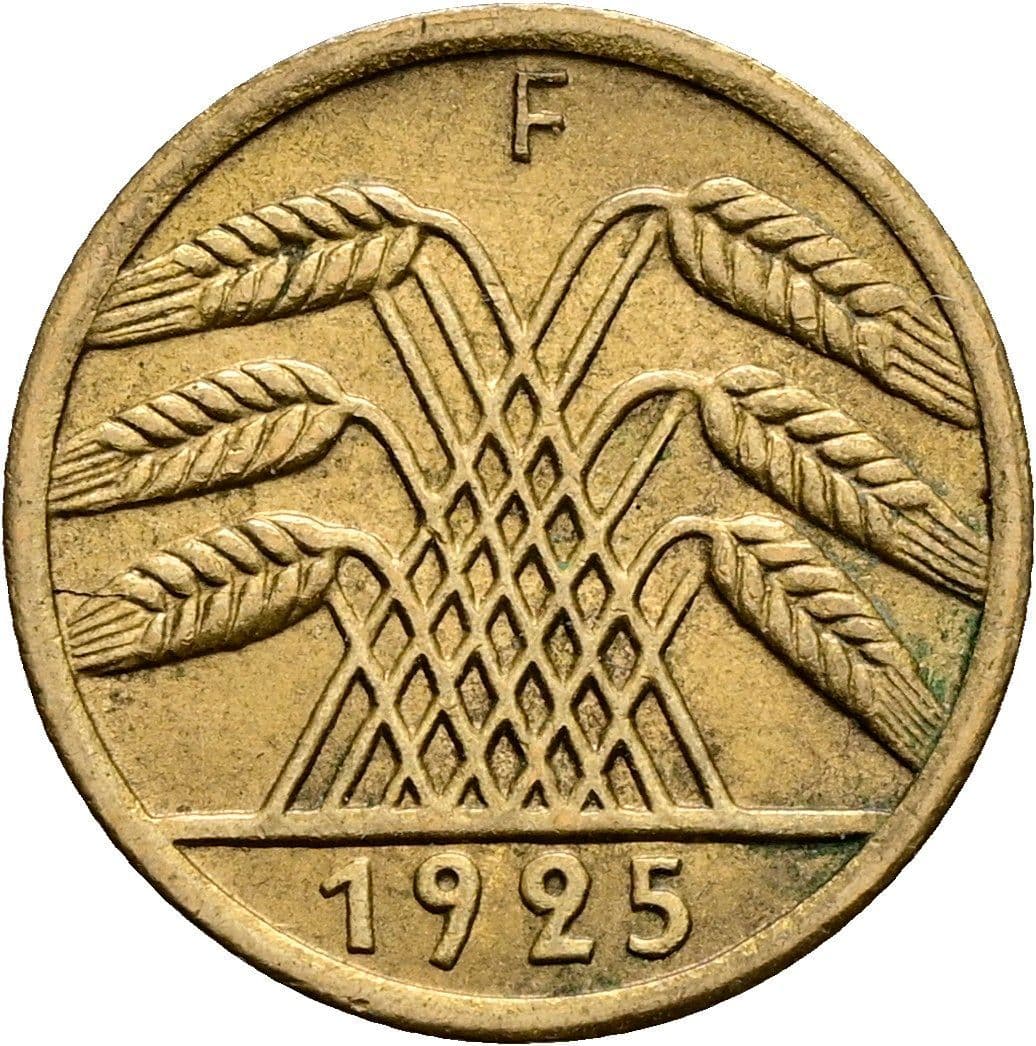 5 Reichspfennig 1925 F – Rückseite