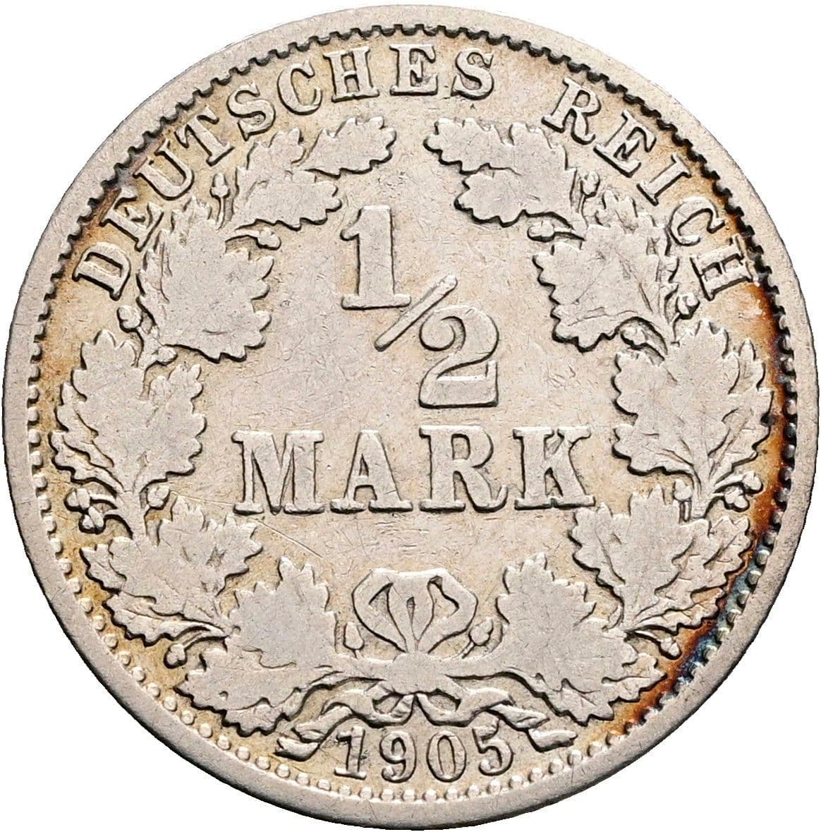 1/2 Mark 1905 J – Vorderseite