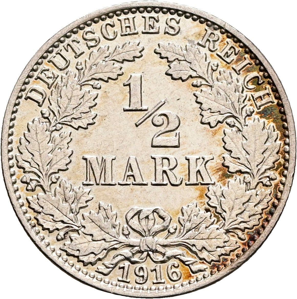 1/2 Mark 1916 J – Vorderseite