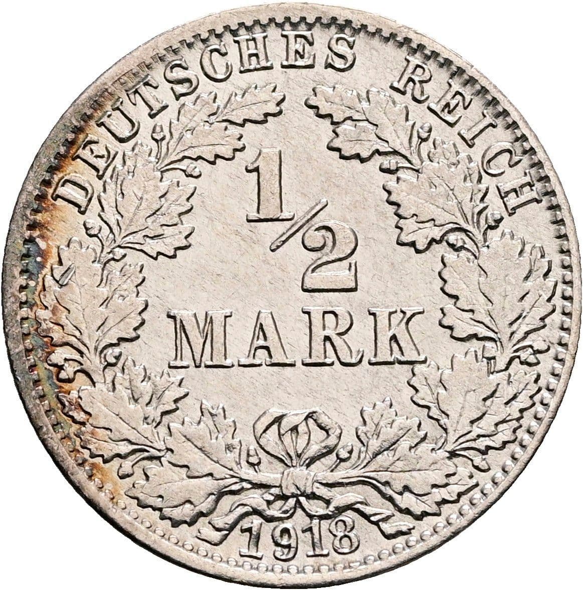 1/2 Mark 1918 J – Vorderseite