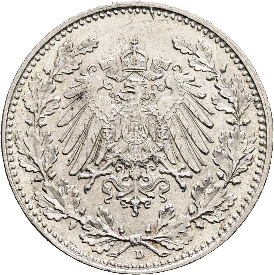 1/2 Mark 1918 D – Rückseite