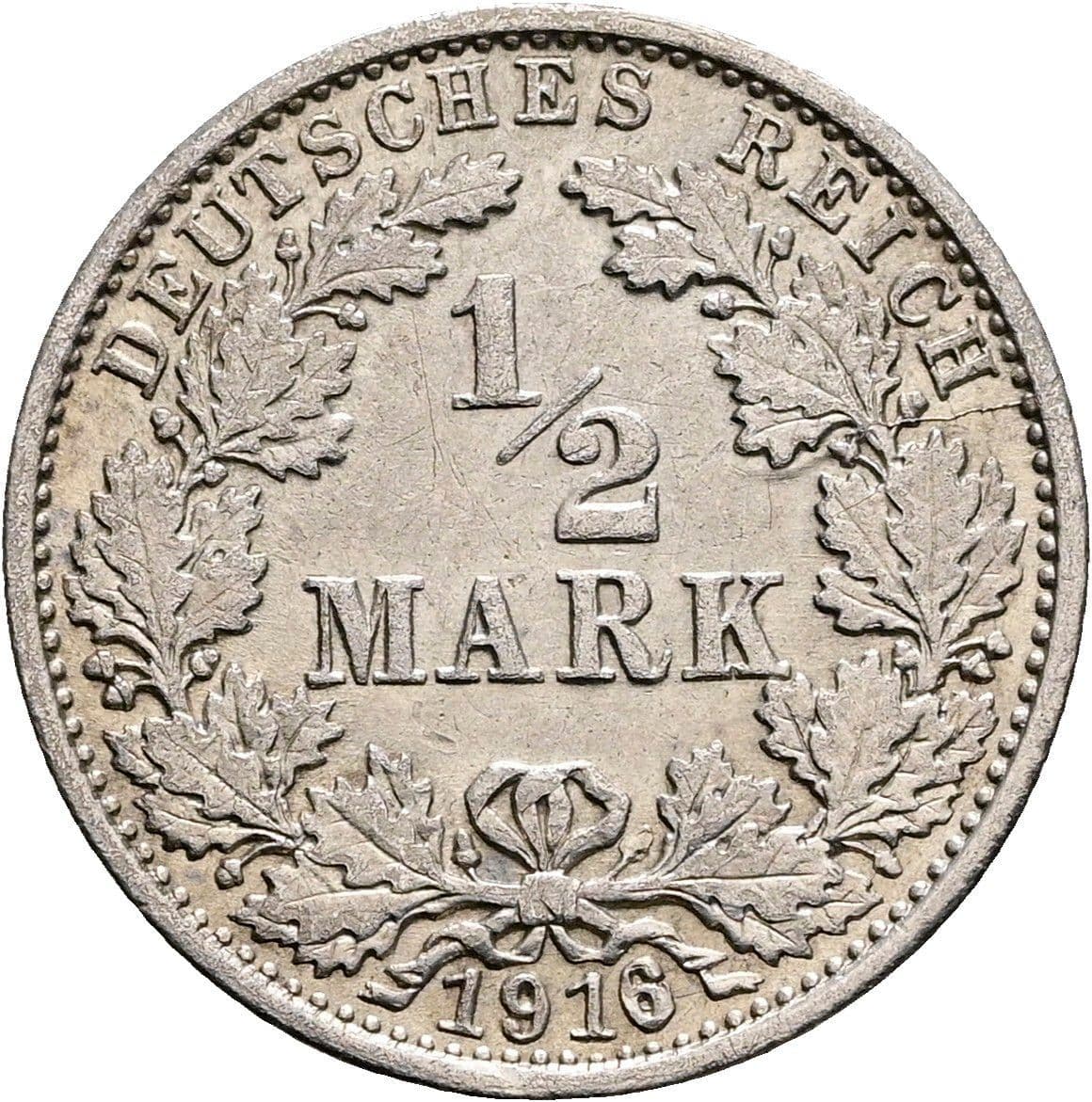 1/2 Mark 1916 G – Vorderseite