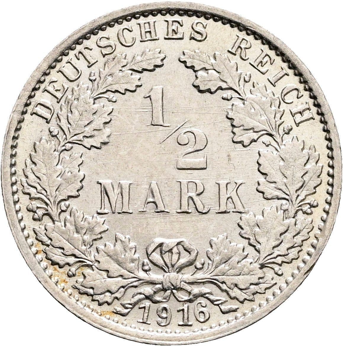1/2 Mark 1916 G – Vorderseite