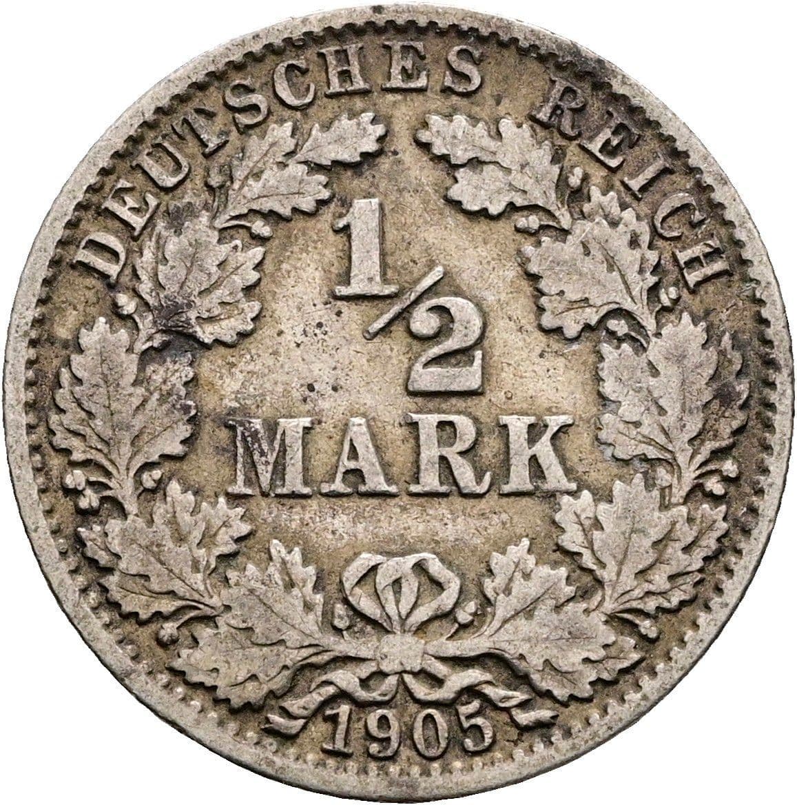 1/2 Mark 1905 J – Vorderseite