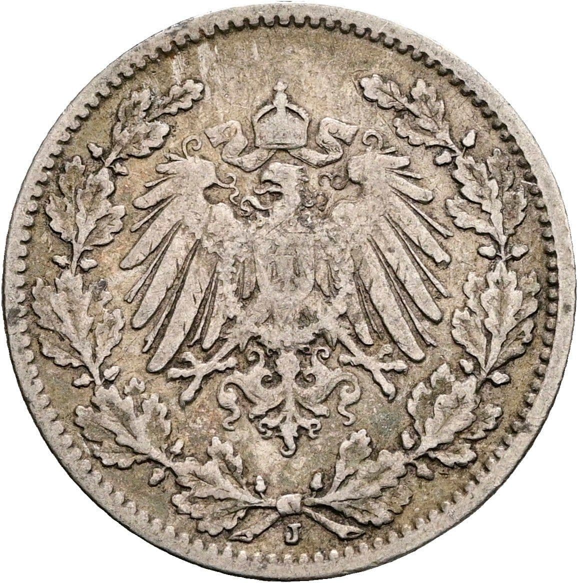 1/2 Mark 1905 J – Rückseite