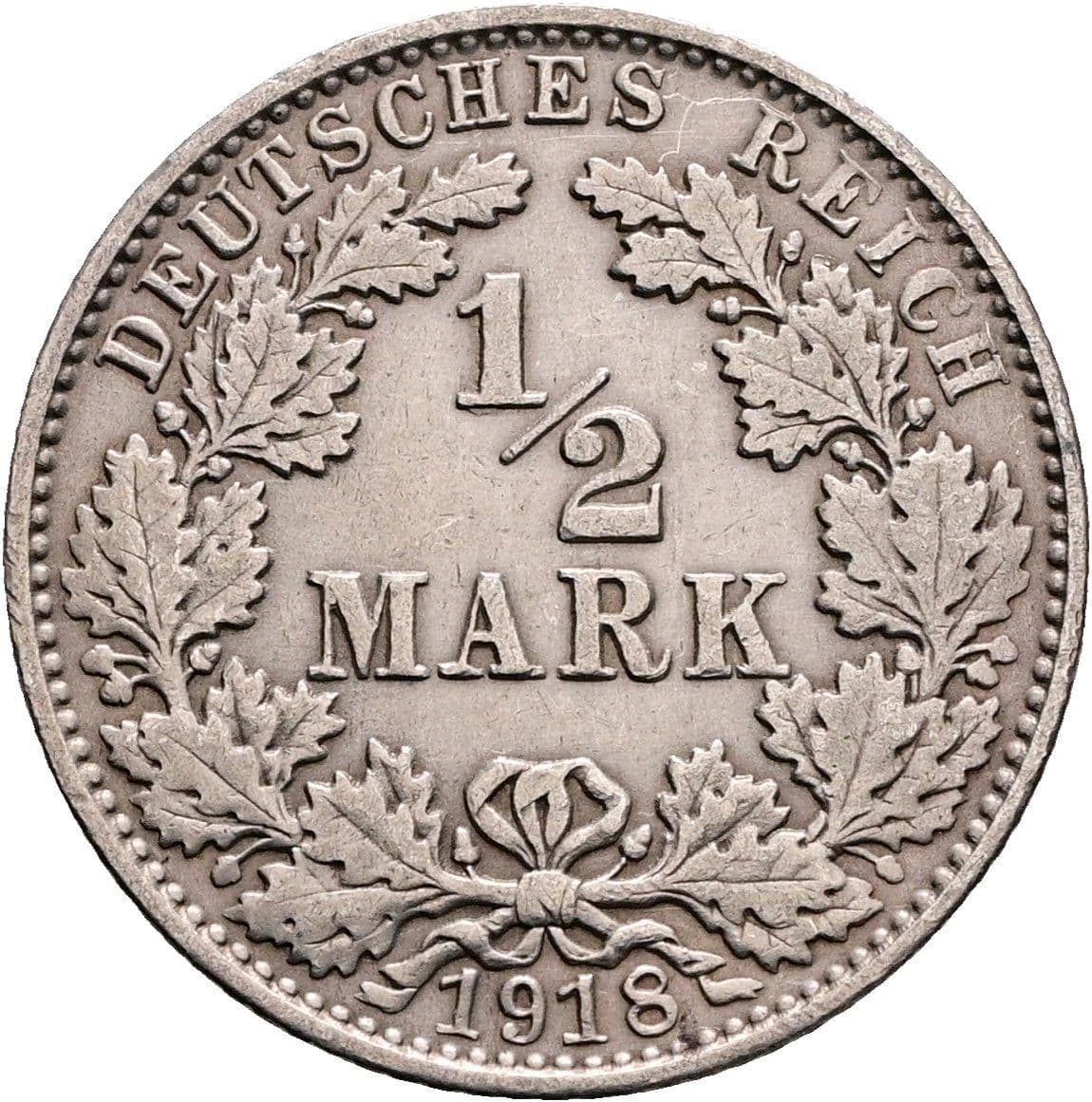 1/2 Mark 1918 E – Vorderseite