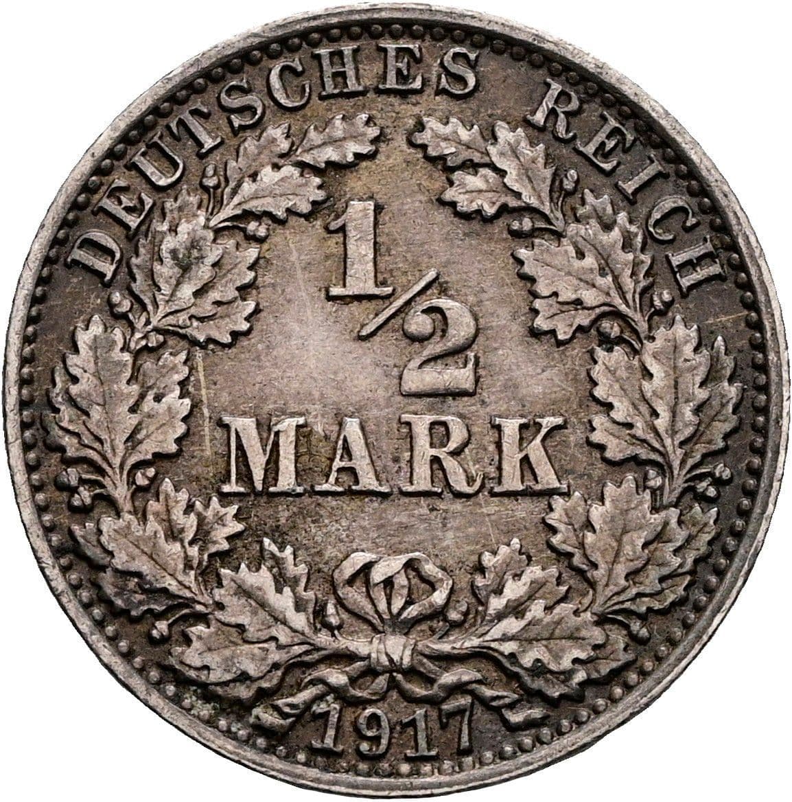 1/2 Mark 1917 A – Vorderseite