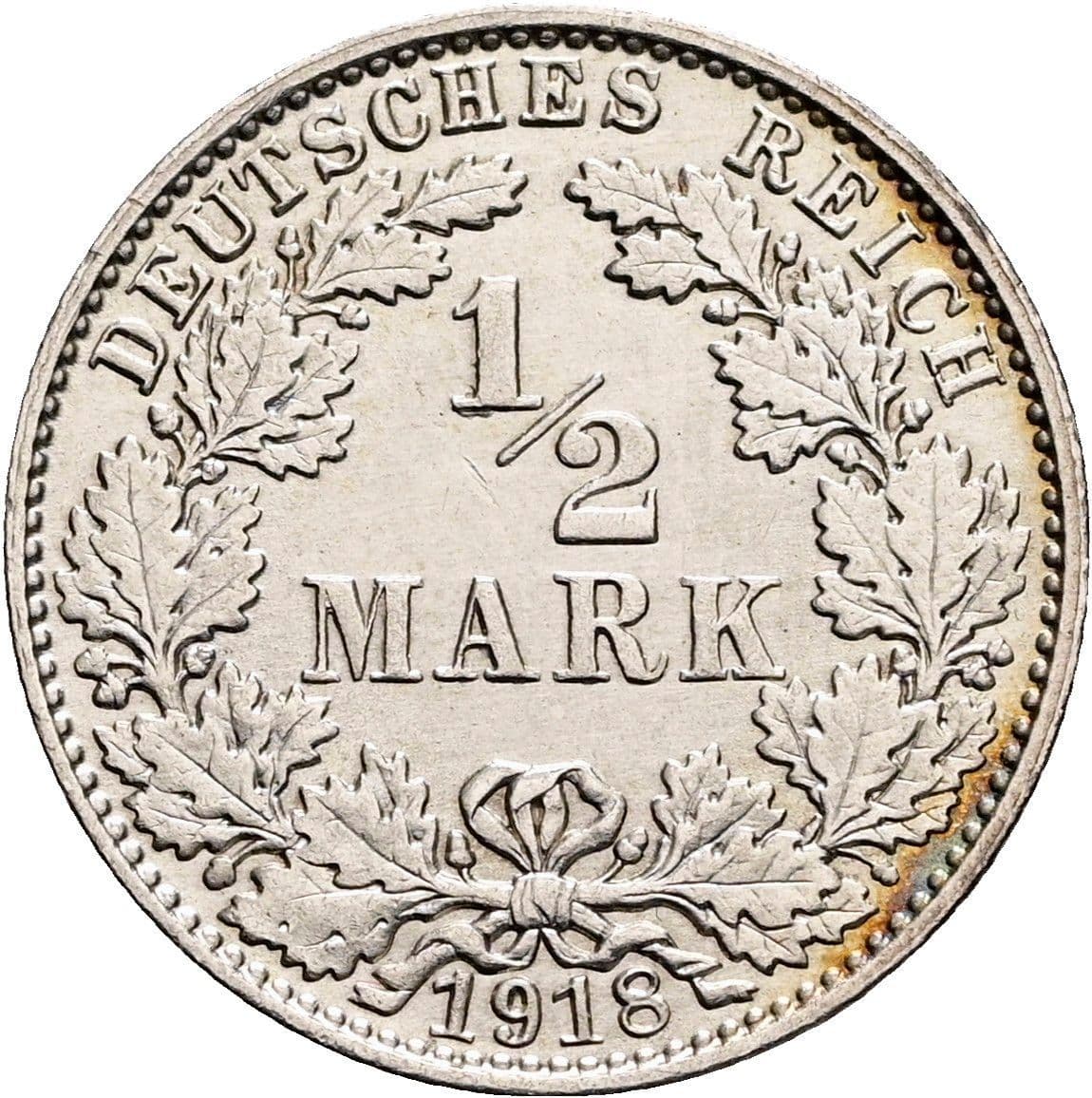 1/2 Mark 1918 E – Vorderseite