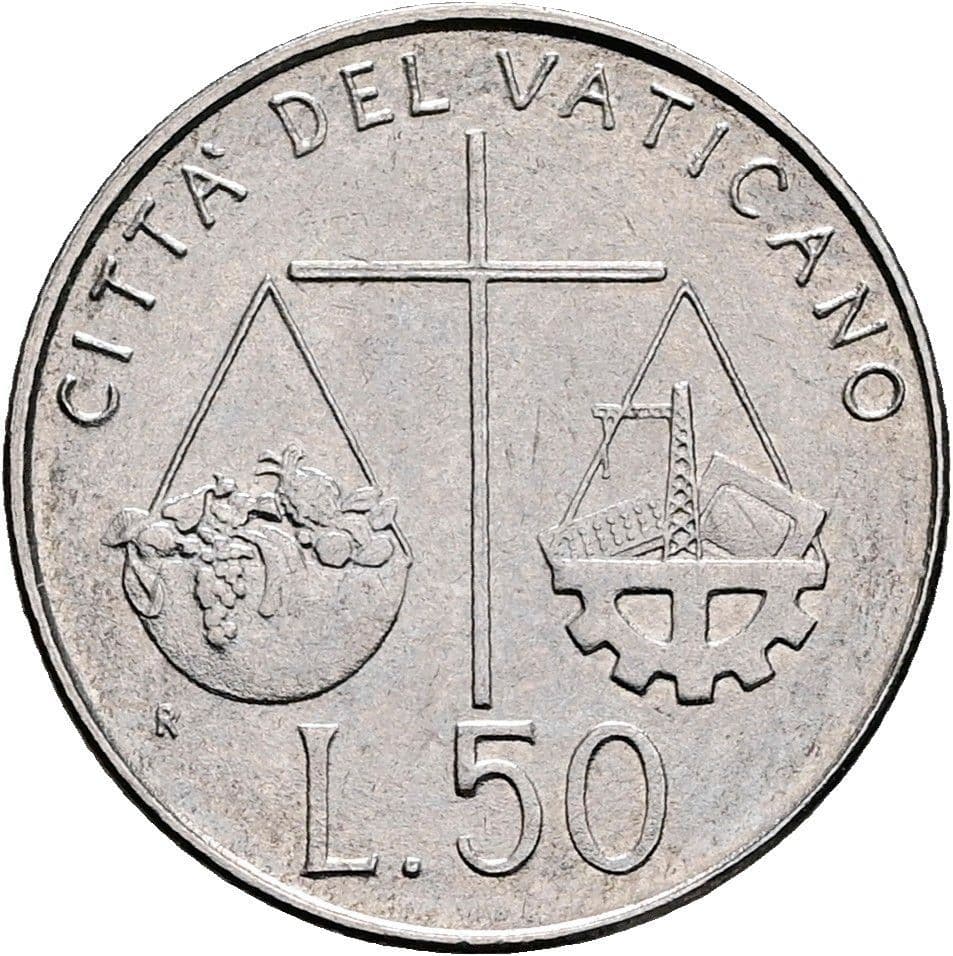 50 Lire Papst Johannes Paul II. 1978-2005 14/1992 – Rückseite
