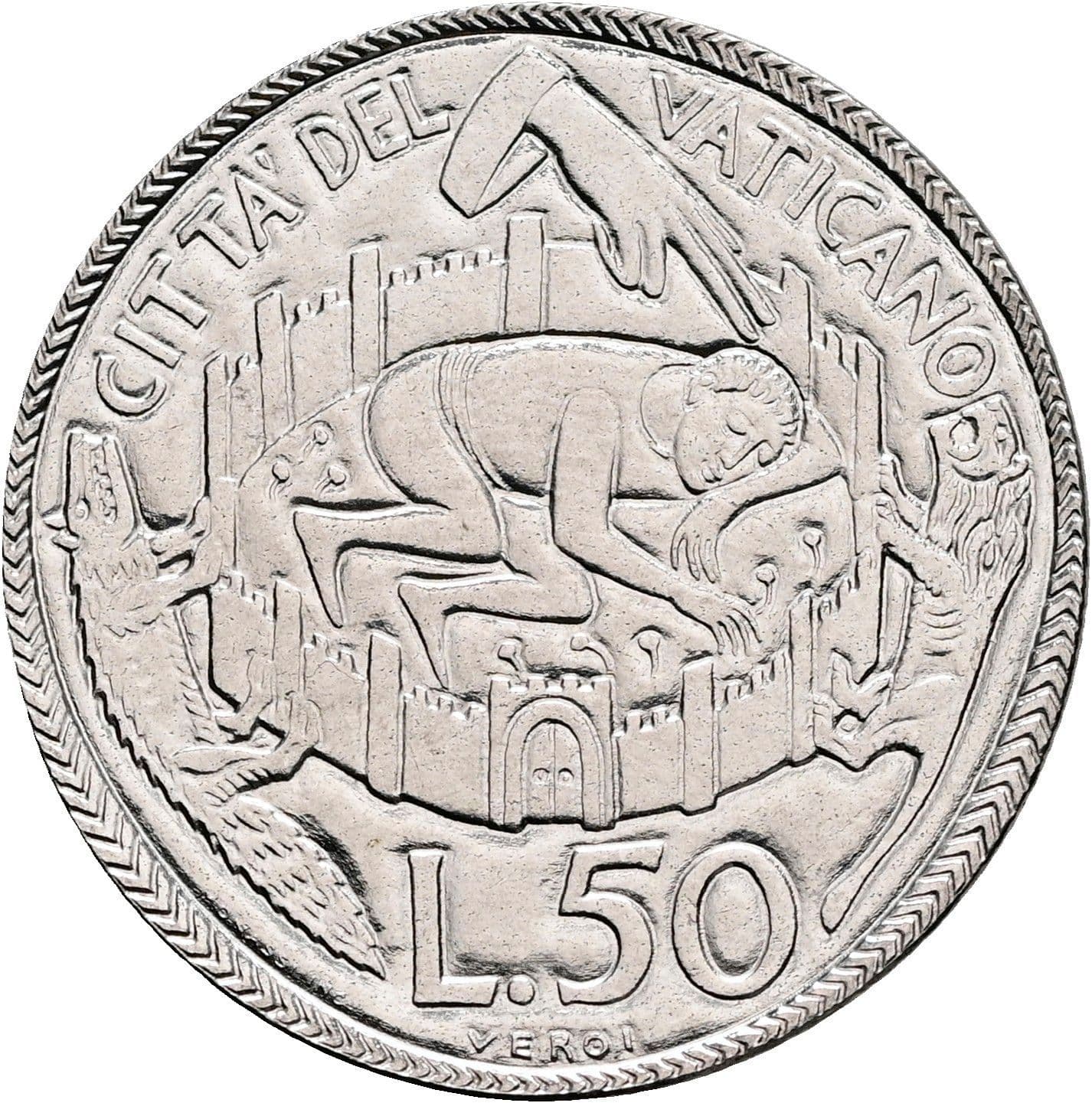 50 Lire Papst Paul VI. 1963-1978 1975 – Vorderseite
