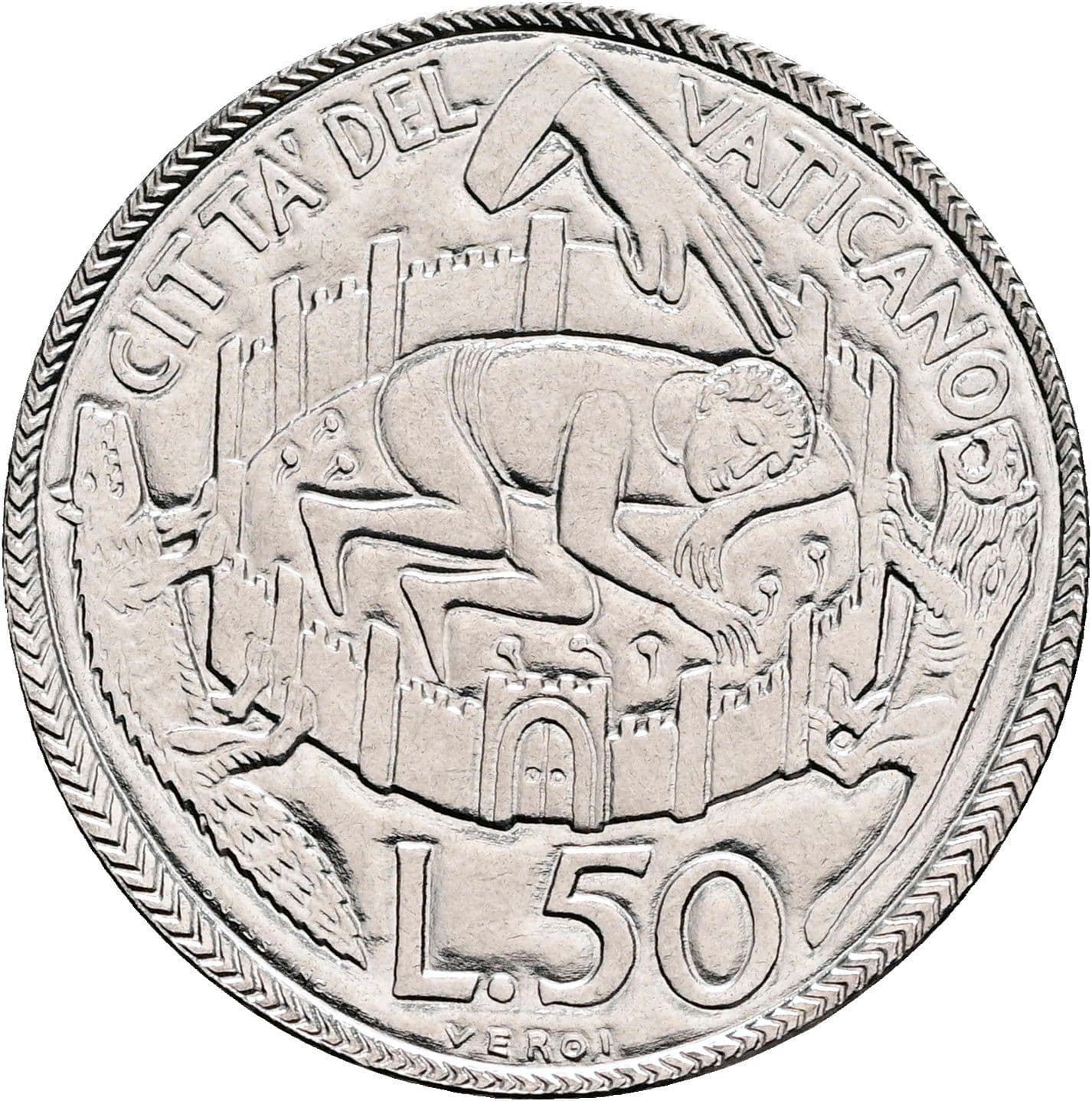 50 Lire Papst Paul VI. 1963-1978 1975 – Vorderseite