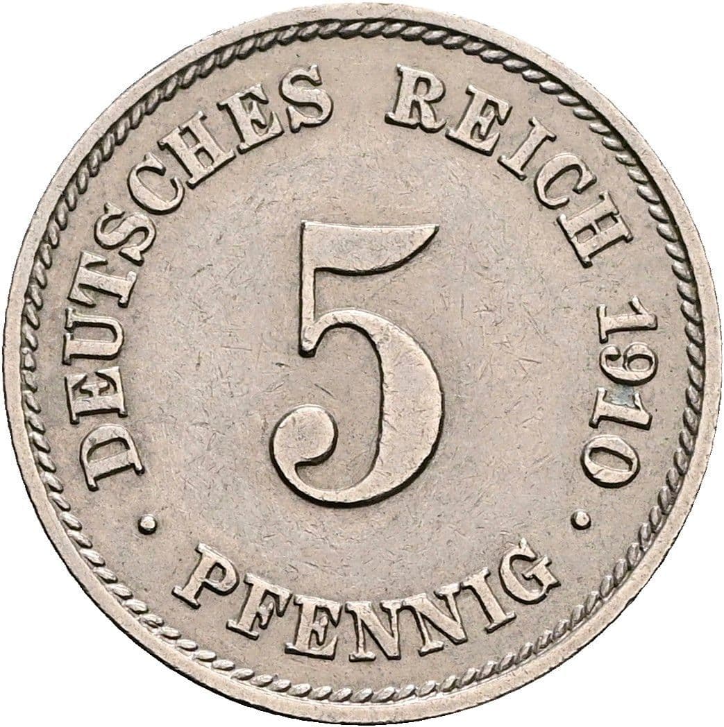 5 Pfennig 1910 E – Vorderseite