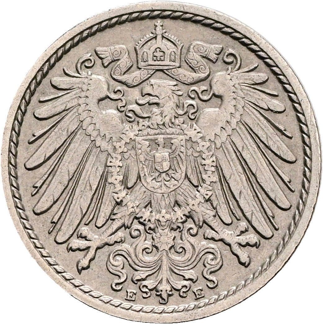 5 Pfennig 1910 E – Rückseite
