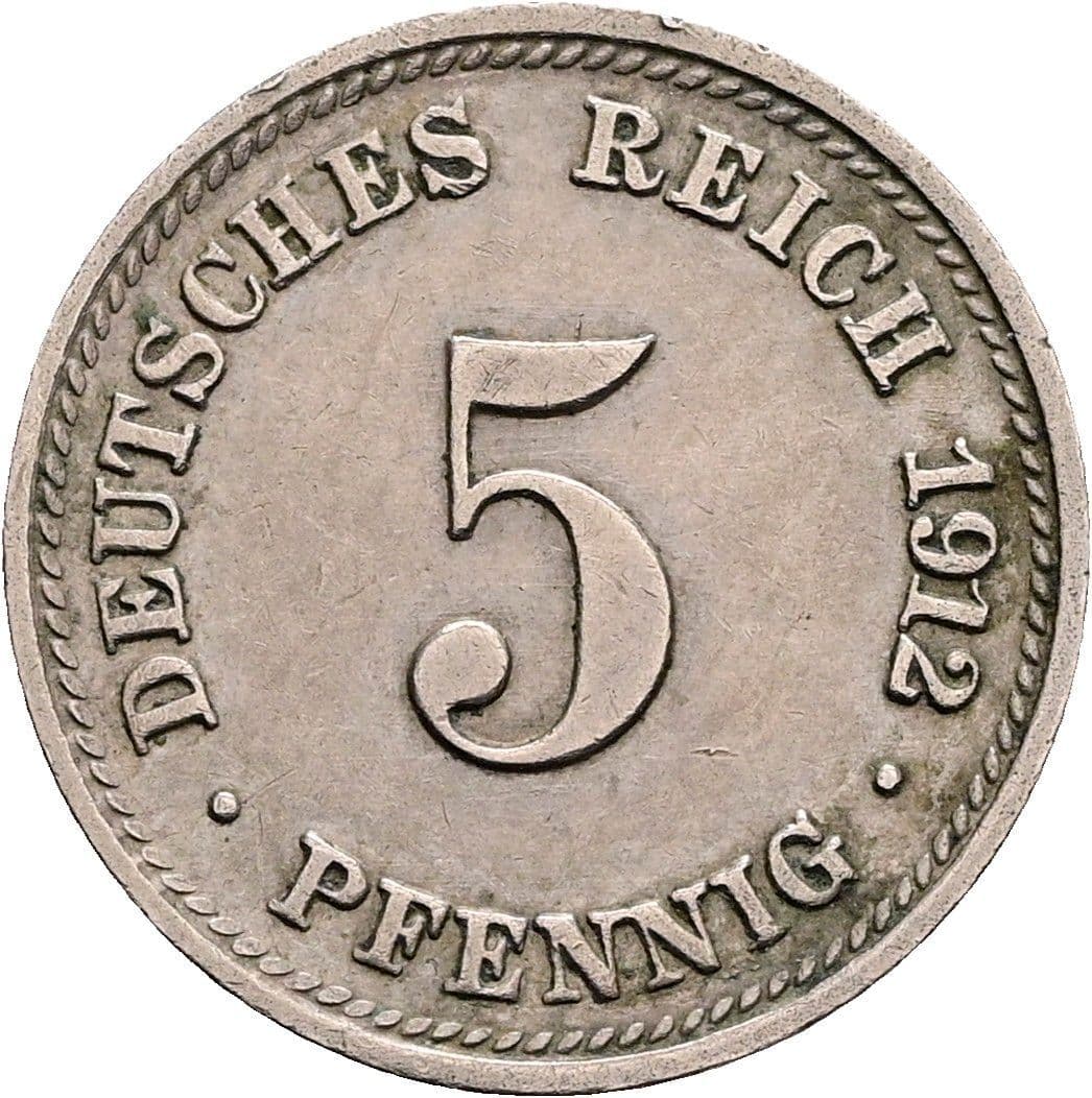 5 Pfennig 1912 D – Vorderseite