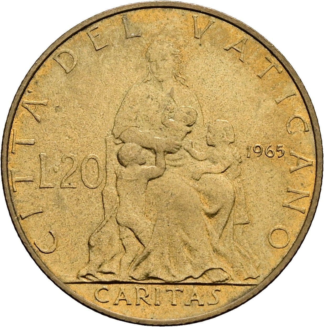 20 Lire Papst Paul VI. 1963-1978 3/1965 – Rückseite