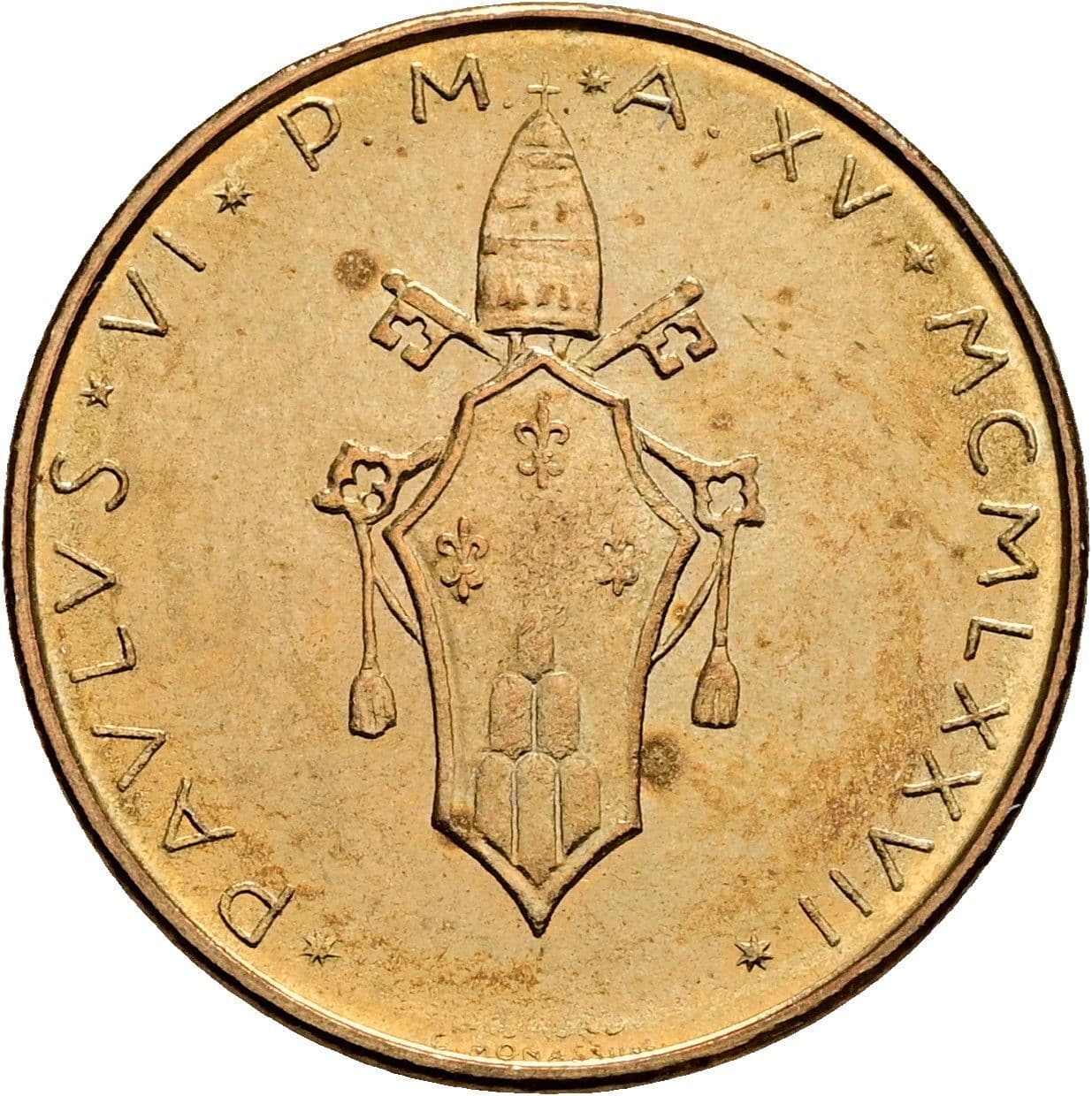 20 Lire Papst Paul VI. 1963-1978 1977 – Rückseite