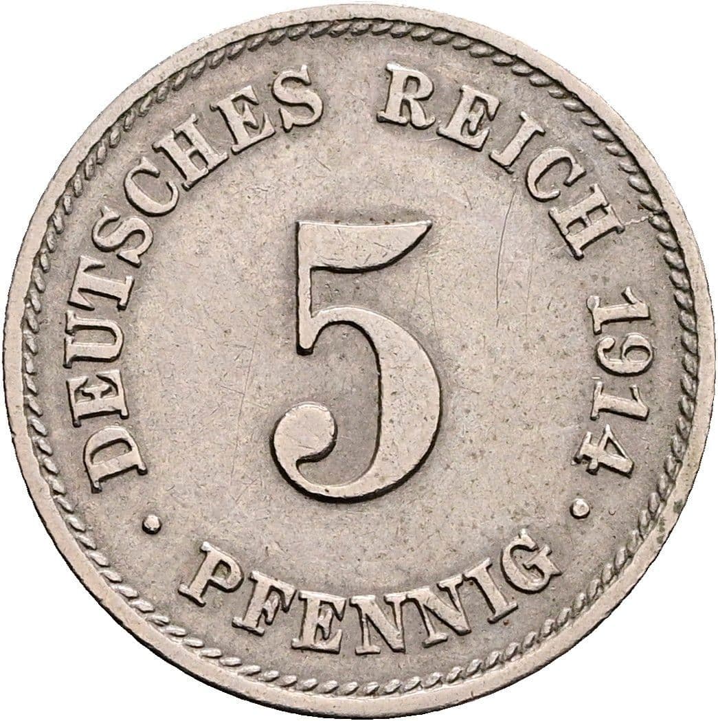5 Pfennig 1914 E – Vorderseite
