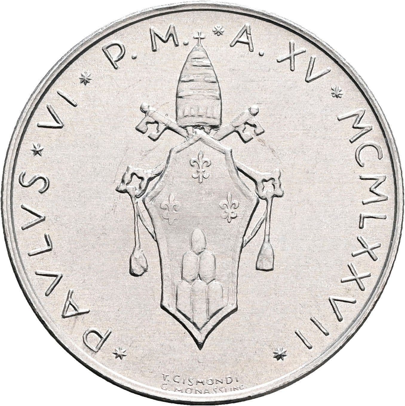 10 Lire Papst Paul VI. 1963-1978 1977 – Rückseite