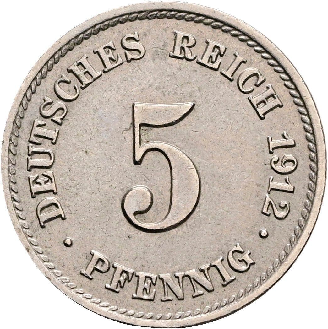 5 Pfennig 1912 E – Vorderseite