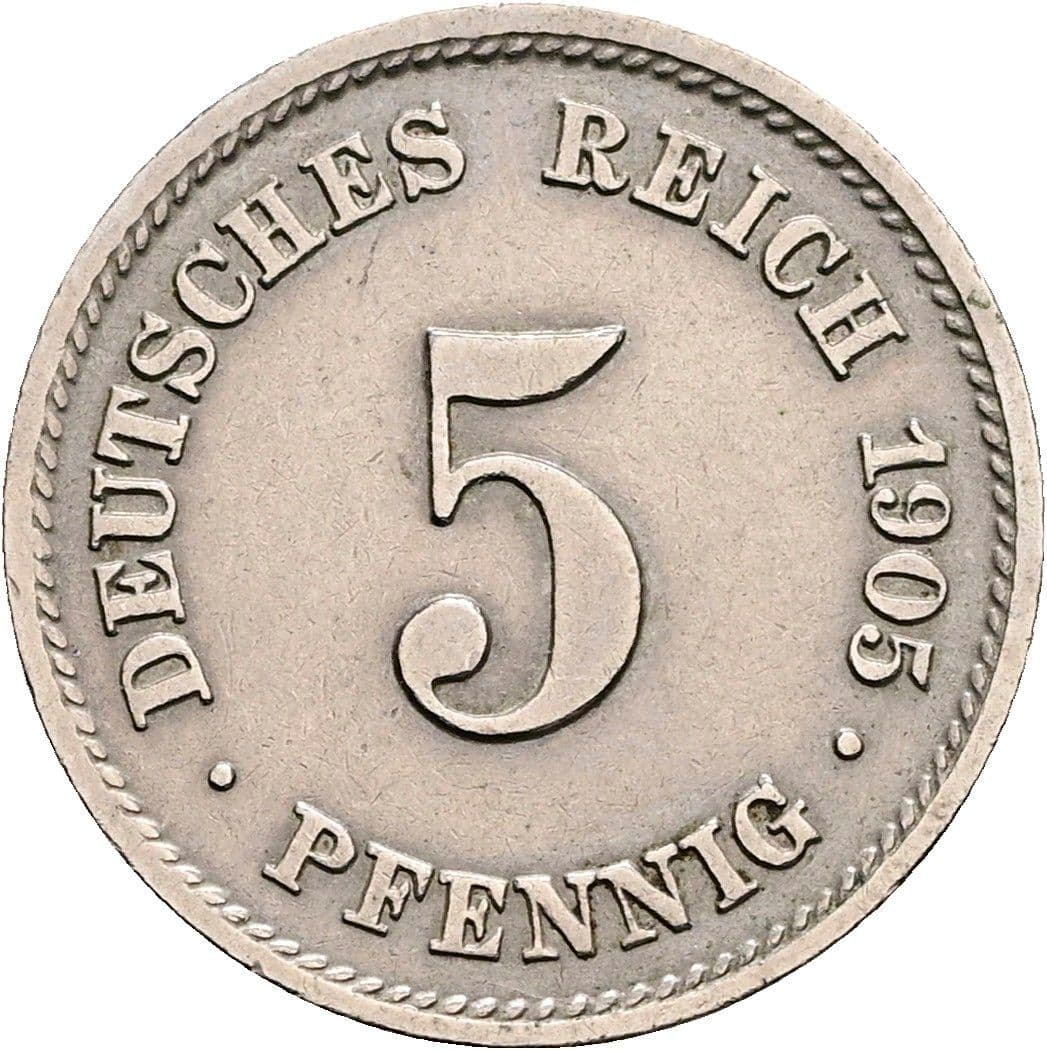 5 Pfennig 1905 E – Vorderseite
